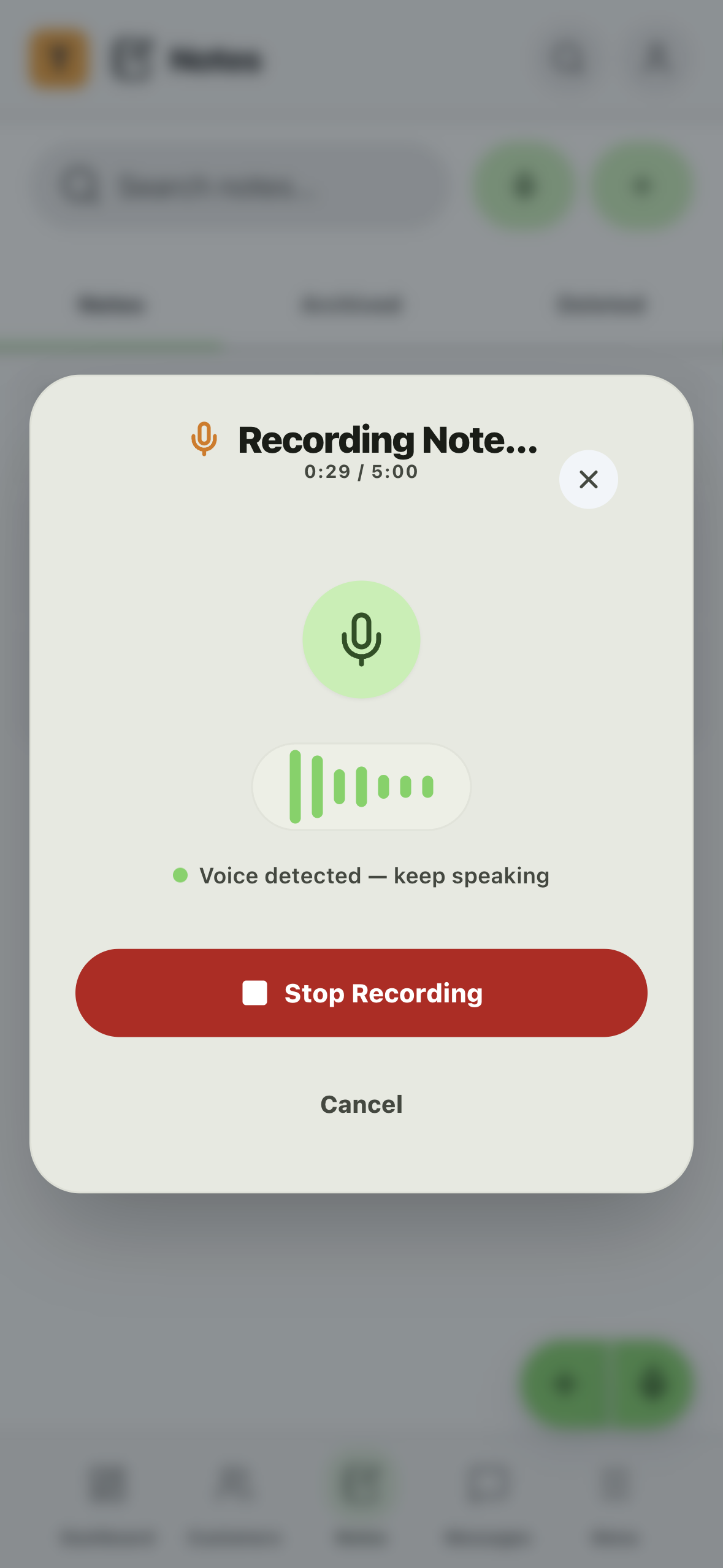 Dictate Notes Screen